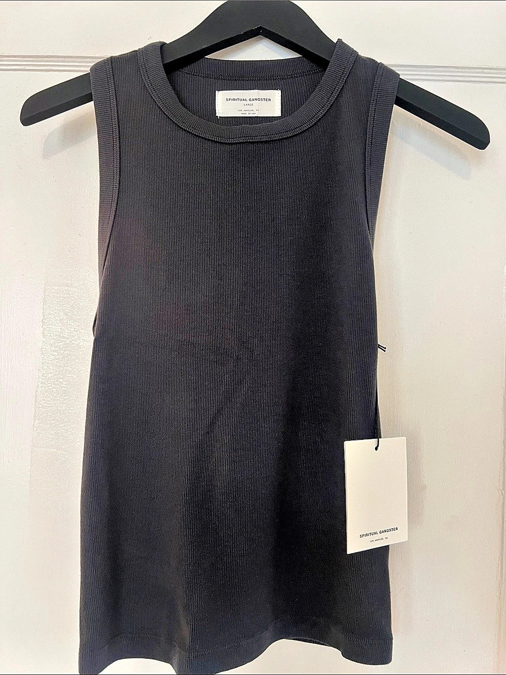 Spiritual Gangster Moss Rib Tank Ribbed Tank Top Black Size Large NWT
